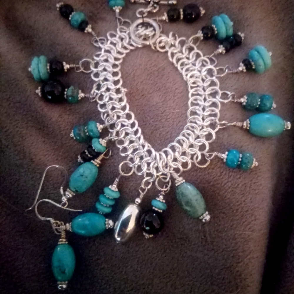Turquoise Bracelet and Earring set.